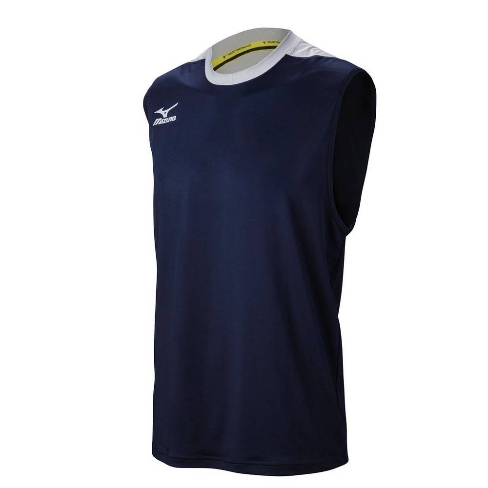 Camisas Mizuno Cutoff - Homem - Azul Marinho/Prateadas - SQPJE3605